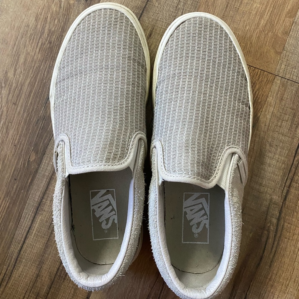 Beige womens size 7 slip on Vans